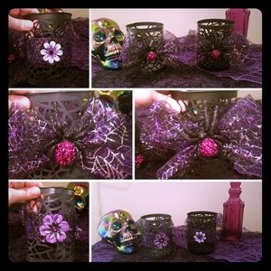 Black & Dark Gray web candle holders 🕸